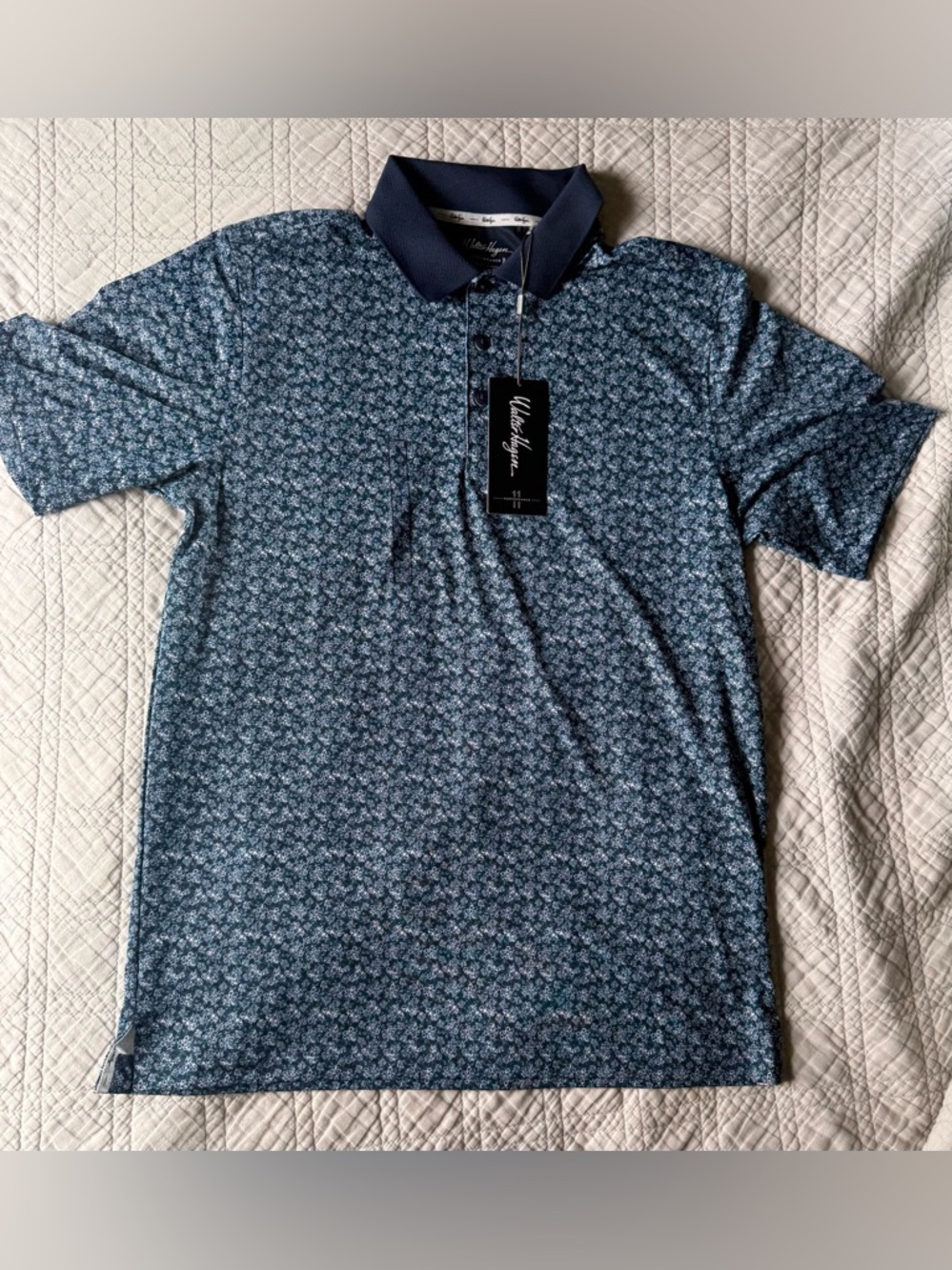 Walter Hagen Dogwood Ditsy Navy Micro Floral Polo